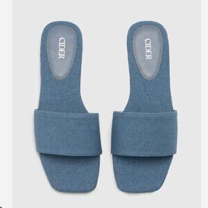 CIDER Minimalist Single Band Slippers Blue Denim Sandals Women's 38